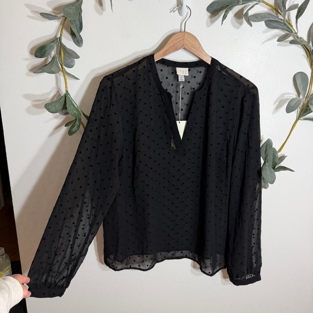NWT A New Day Polka Dot Sheer Blouse LAST CALL